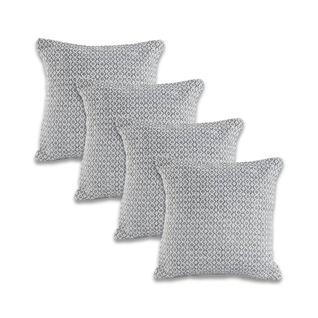 Hobbs Set of 4 Transitional Geometric Cotton Throw Pillow Covers, 18" x 18", 4 PCS (Covers Only) by Sevita