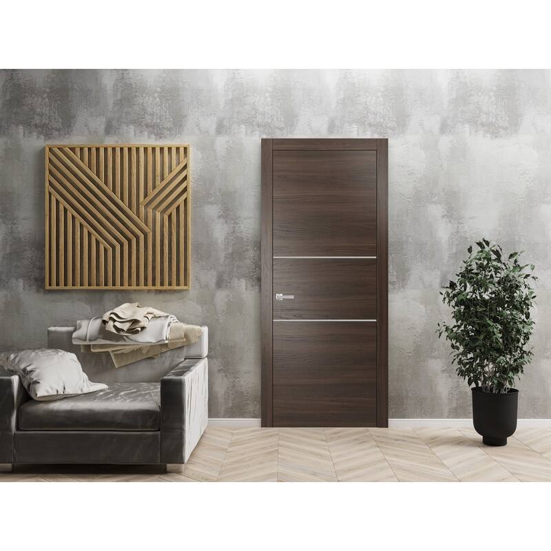 Slab Barn Door Panel 18x80 Planum 0110 Chocolate Ash with Sturdy Finished