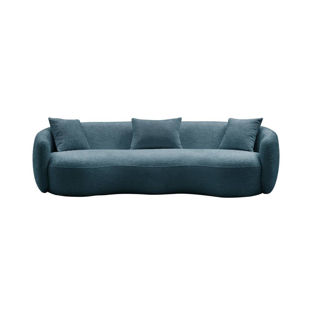 Modern Curved Boucle Fabric Couch - 41.30 x 93.60 x 26.90