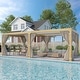 preview thumbnail 110 of 188, EROMMY Outdoor Louvered Pergola Gazebo with Adjustable Aluminum Rainproof Roof 12'x24' - Wood