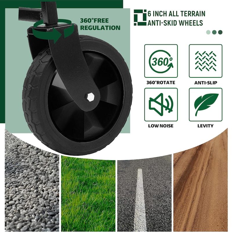 Heavy-Duty Collapsible Wagon with 3-Piece Multi-Use Bag Set - Utility Cart with Liner Covers, Olive Green