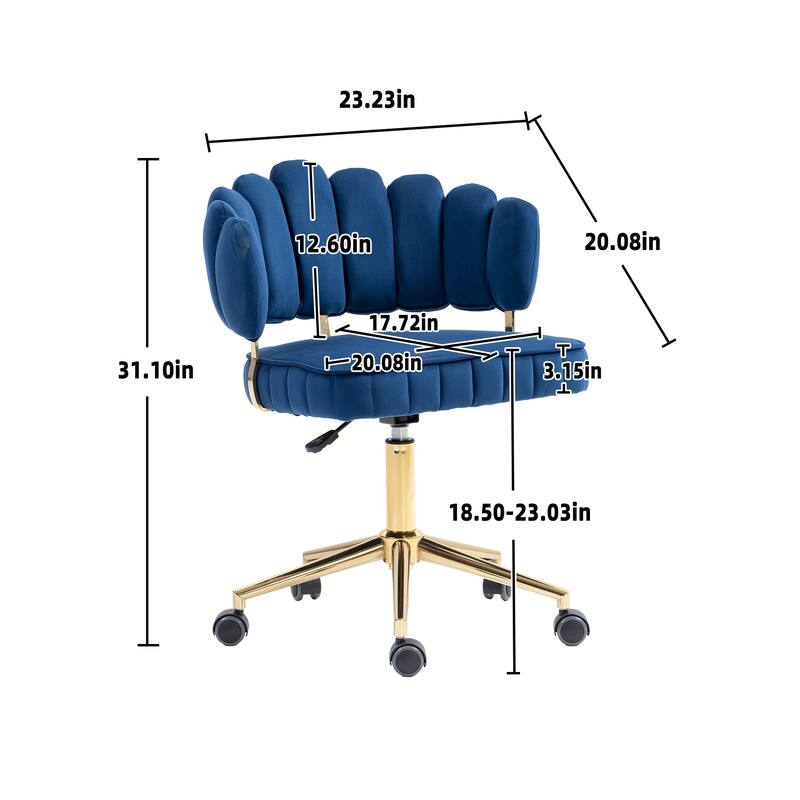 Velvet Home Office Desk Chair Modern Cute Computer Chair with Wheels Swivel Height Adjustable, for Home Office