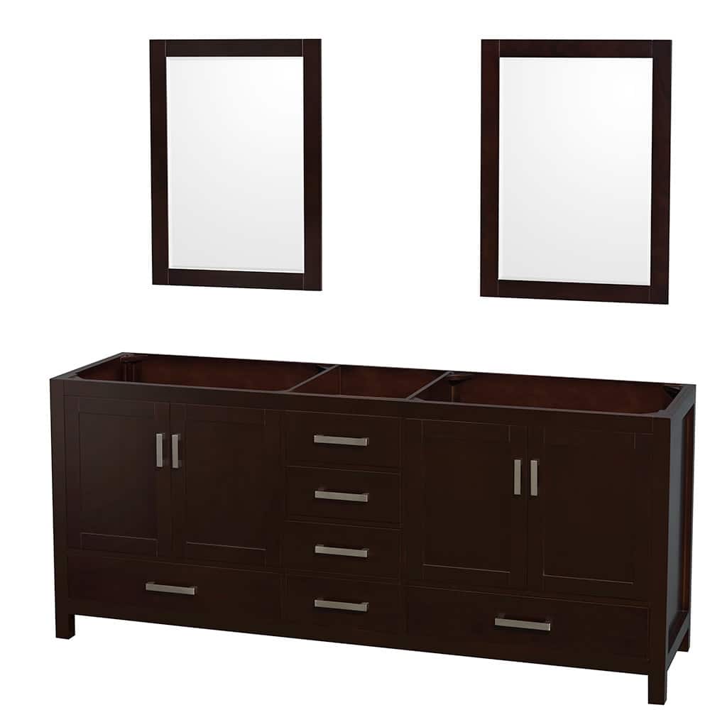 Wyndham Collection Sheffield 80" Hardwood Vanity Cabinet and Two 24"