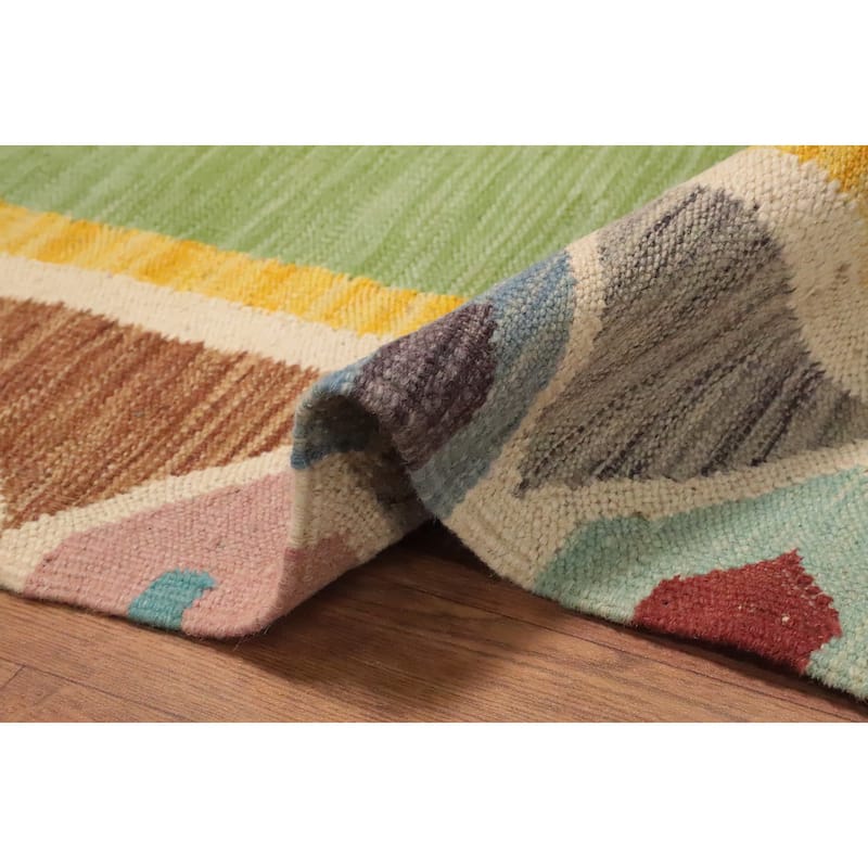 Hand Woven Oriental 100% Wool Carpet Southwestern Tribal Multi-Colored Kilim Area Rug - 9' 6'' X 7' 8''