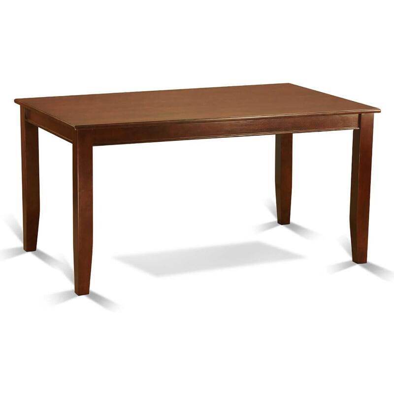 HomeStock 7-Piece Rectangle Mahogany Finish Solid Wood Top Dining Table with 6 Chairs with Lattice Back