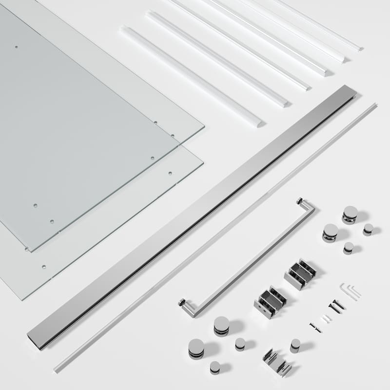 SP Series 44" - 48" W x 77" H Contemporary Frameless Double Sliding Shower Door with 3/8" Clear Tempered Glass