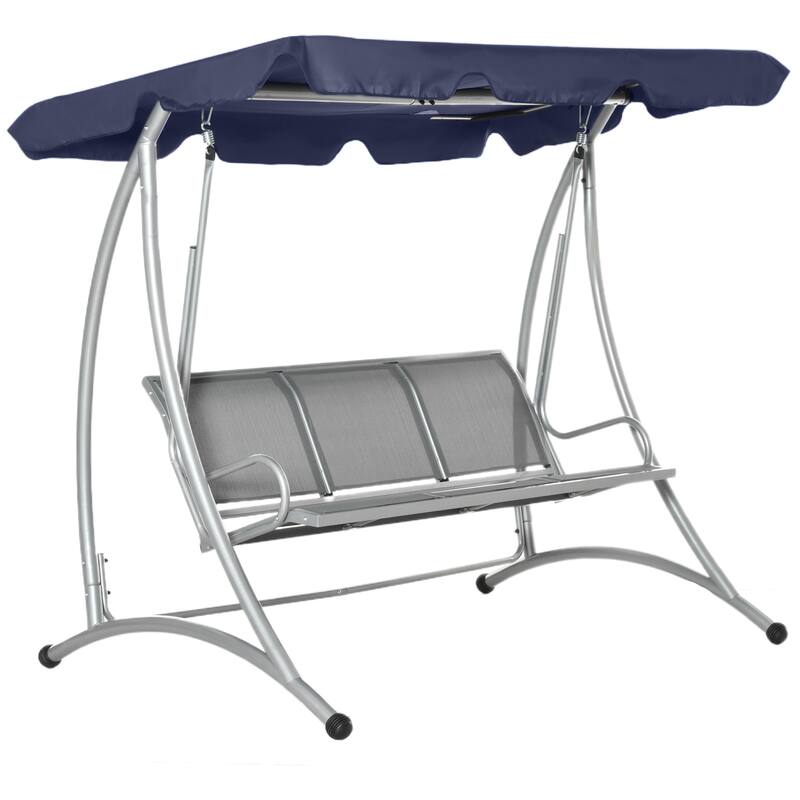 Outsunny 3 Person Patio Swing Seats with Adjustable Canopy Outdoor Swing Chair Bench for Garden, Poolside