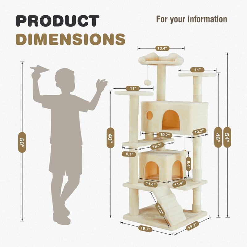 Cat Tree Tower with Scratching Posts and Cond,Multi-Level Kitty Climber for Indoor Cats
