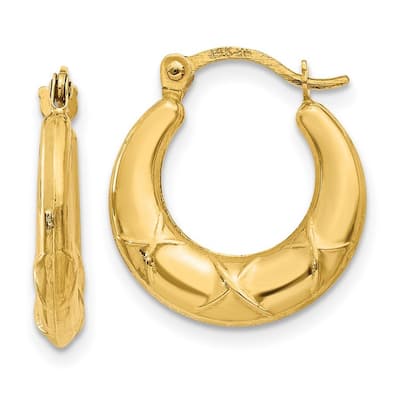 Curata 14k Yellow Gold Polished 3x16mm X Hoop Earrings