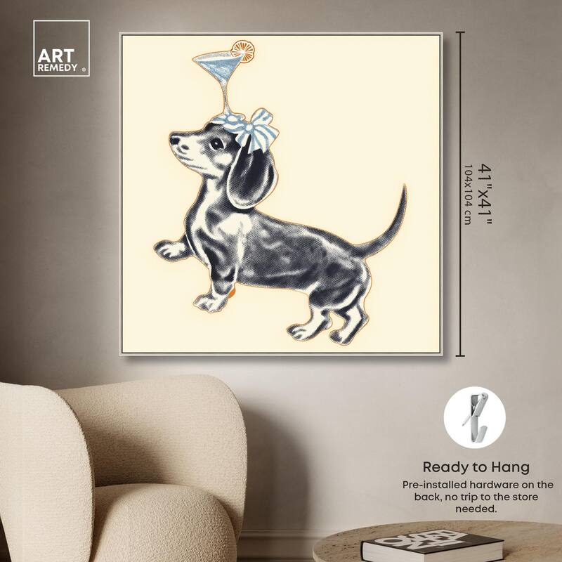 Martini Pup I Canvas by Art Remedy