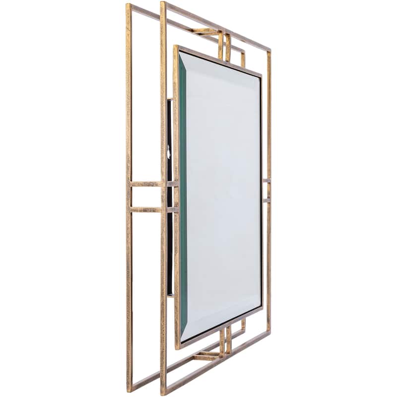 Estaa Traditional Square Gold Frame Mirror - 18"H x 18"W