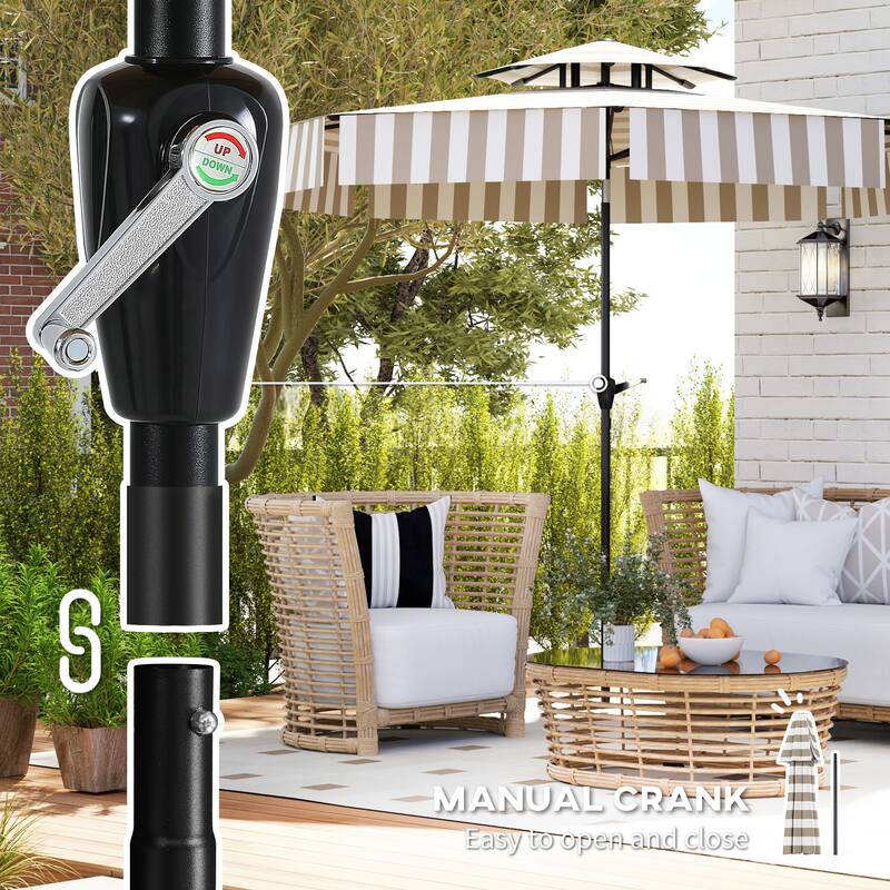 8.6 ft Outdoor Patio Umbrella for Garden Deck or Patio with Easy Hand Crank and Stable Design - 103.5"Dia x 98.8"H