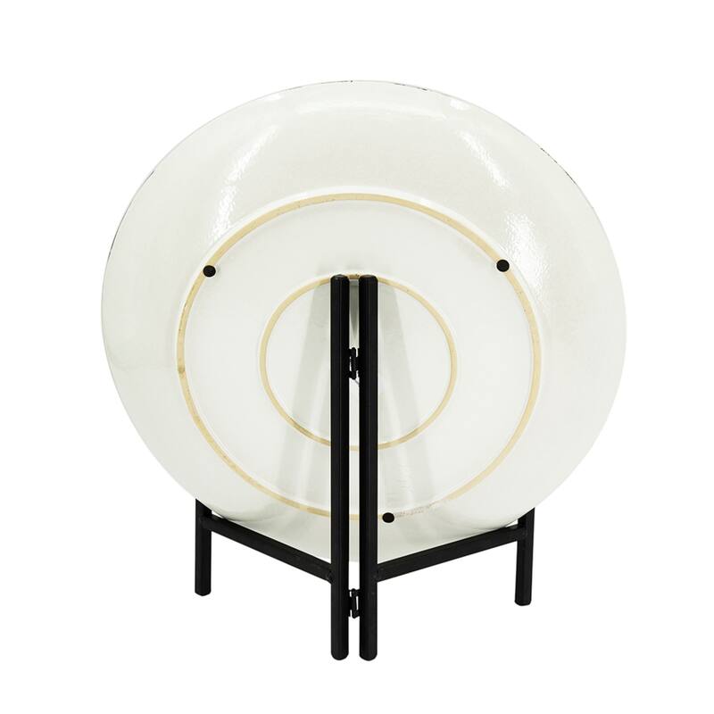 Marble Finish Ceramic Charger with Stand- 18" - Black and White
