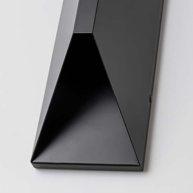 14 in. Modern Black Rectangular Geometric Integrated LED 3000K Outdoor Sconce Wall Light - 4.45 in. W x 14.06 in. H x 3.3 in. D