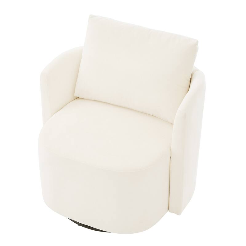 360° Swivel Chair, Chenille Barrel Armchair, Curved Design Lounge Chair Upholstered Swivel Sofa Chair for Living Room