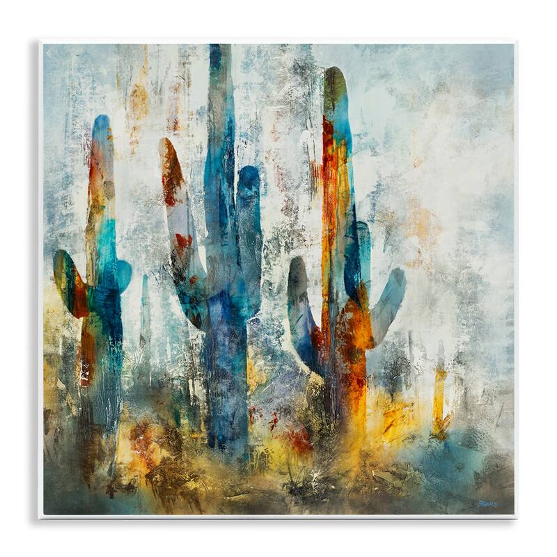 Stupell Abstract Cacti Silhouettes Vibrant Succulent Colors Wood Wall Art - 12 x 12