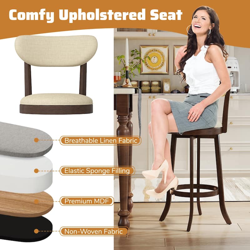 Gymax 30.5'' Bar Height Chairs Set of 4 Swivel High Barstool w/ Padded