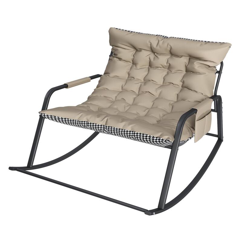 Rocking Chair with Storage, Cushions & Armrests - White