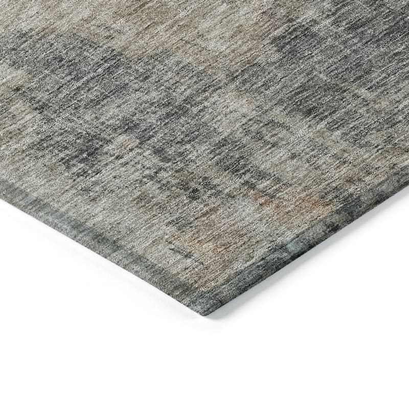 Machine Washable Indoor/ Outdoor Abstract Contemporary Chantille Rug