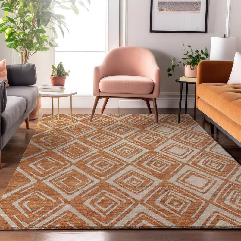 Premium Washable Super Soft Diamond Cascade Mayfield Rug - Paprika - 8' x 10'