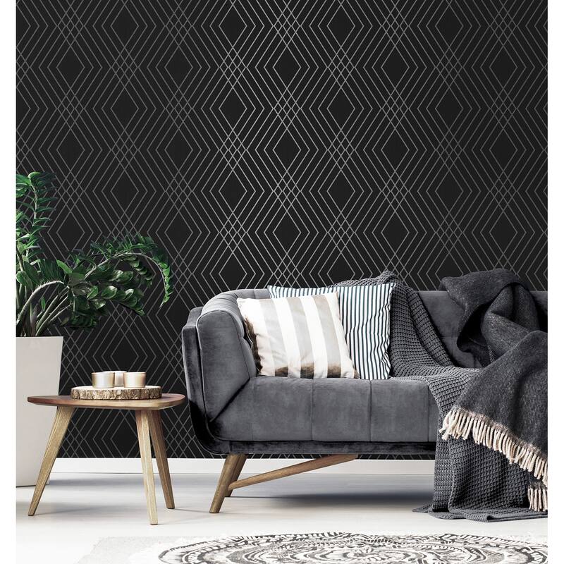 Fine Decor Shard Black Trellis Wallpaper