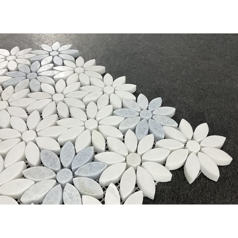 Flower Pattern Marble Novelty Mosaic Wall & Floor Tile - Case (10 Sheets)