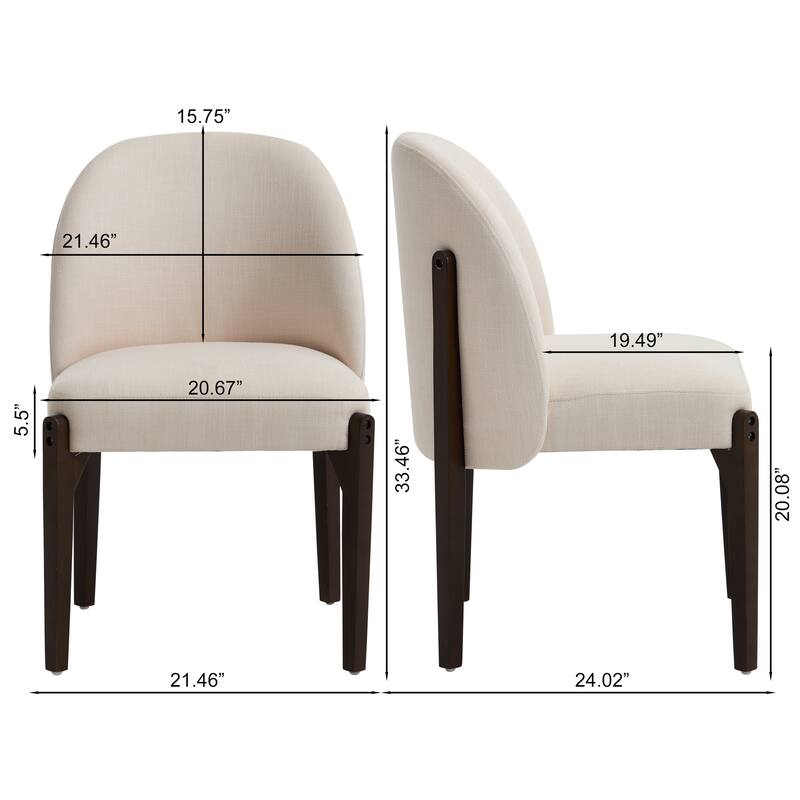 Wooden Dining Chairs Set of 2, Fabric Upholstered Dining Room Chair Kitchen Chairs, Farmhouse Dinner Chair