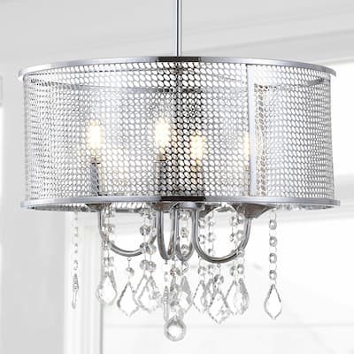 Reese Metal/Crystal Adjustable LED Drop Chandelier, Chrome by JONATHAN Y