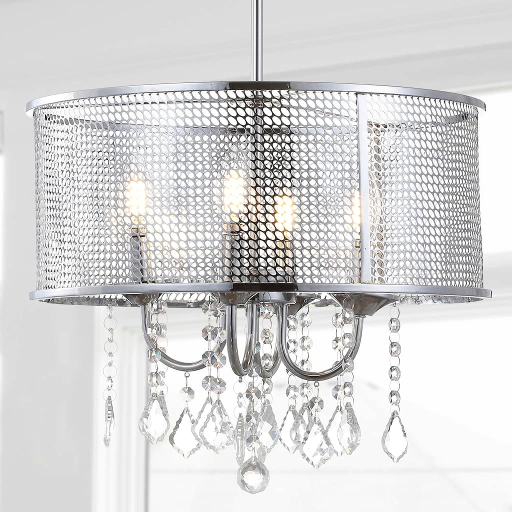 Reese Metal/Crystal Adjustable LED Drop Chandelier, Chrome by JONATHAN Y