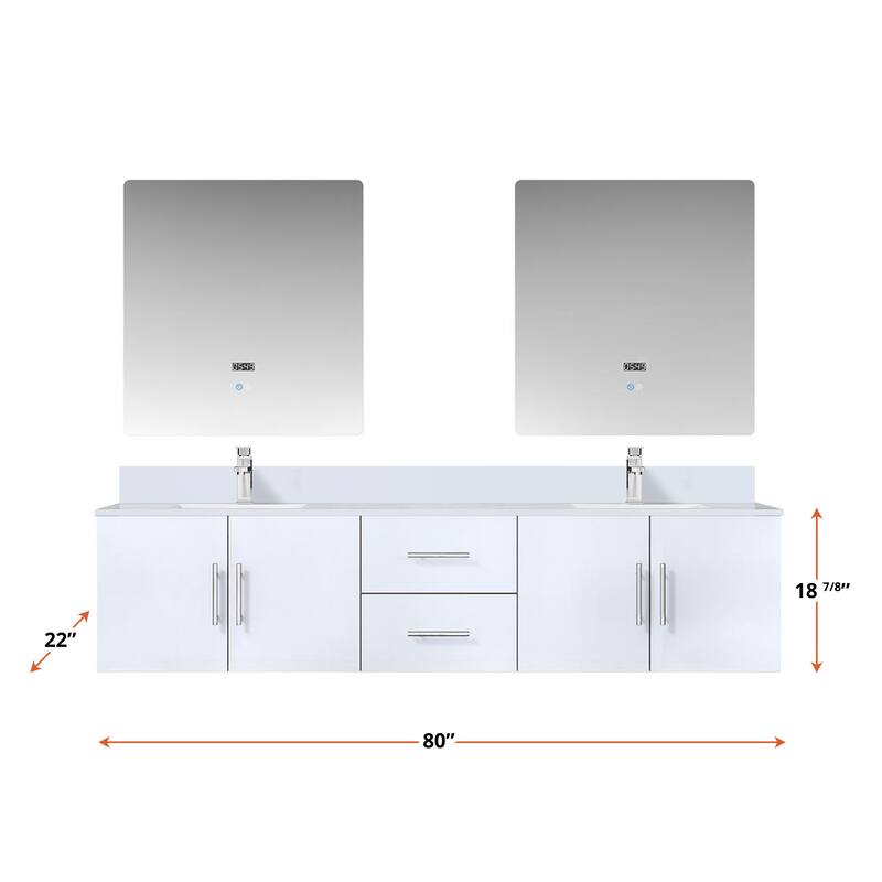 Geneva 80 in. W x 22 in. D Dark Grey Double Bath Vanity and Cultured Marble Top
