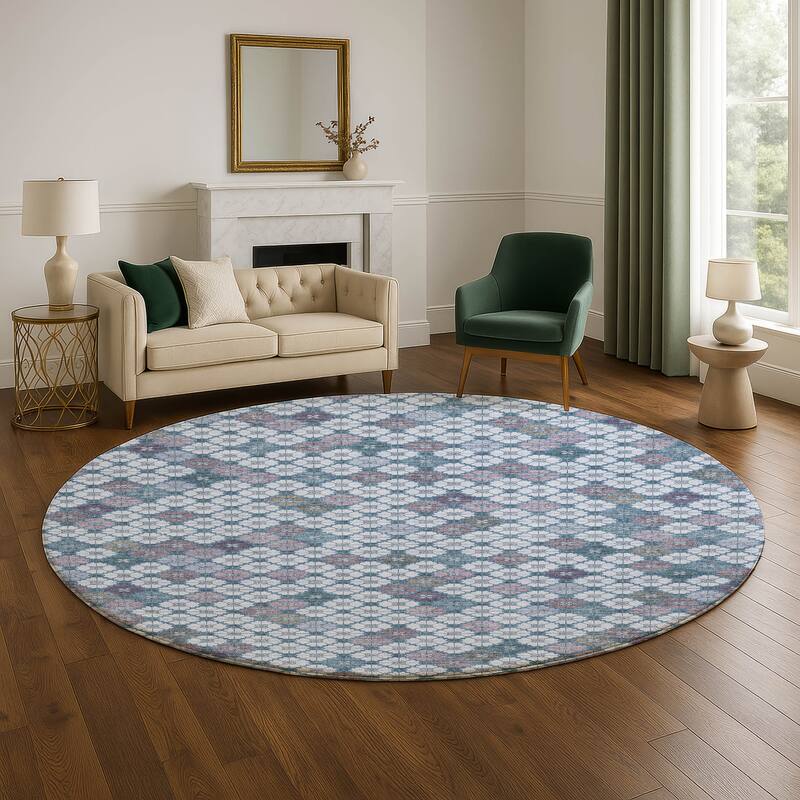 Premium Washable Super Soft Modern Mosaic Mayfield Rug - 8' x 8' - Sky