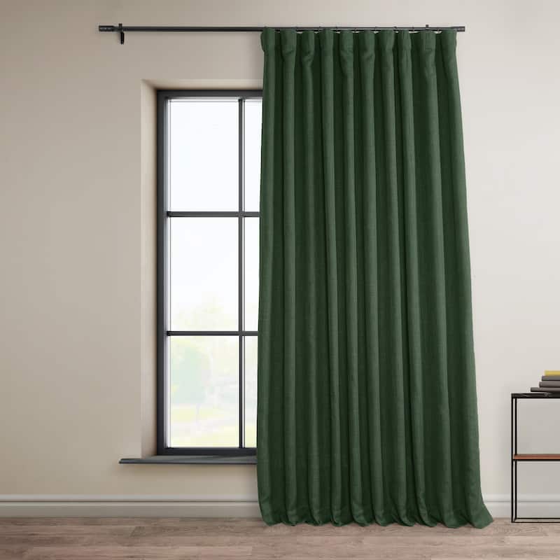 Exclusive Fabrics Faux Linen Extra Wide Room Darkening Curtains Panel - Versatile Privacy Drapery for Wide Windows (1 Panel)