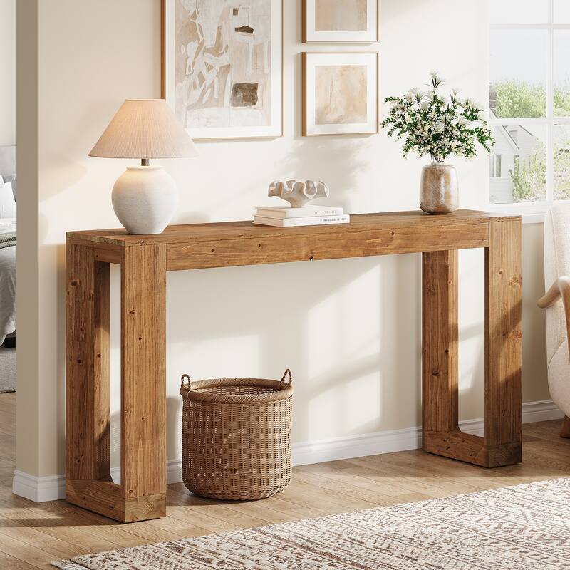 Sofa Table Behind Couch with Reinforced Base for Entryway - Brown