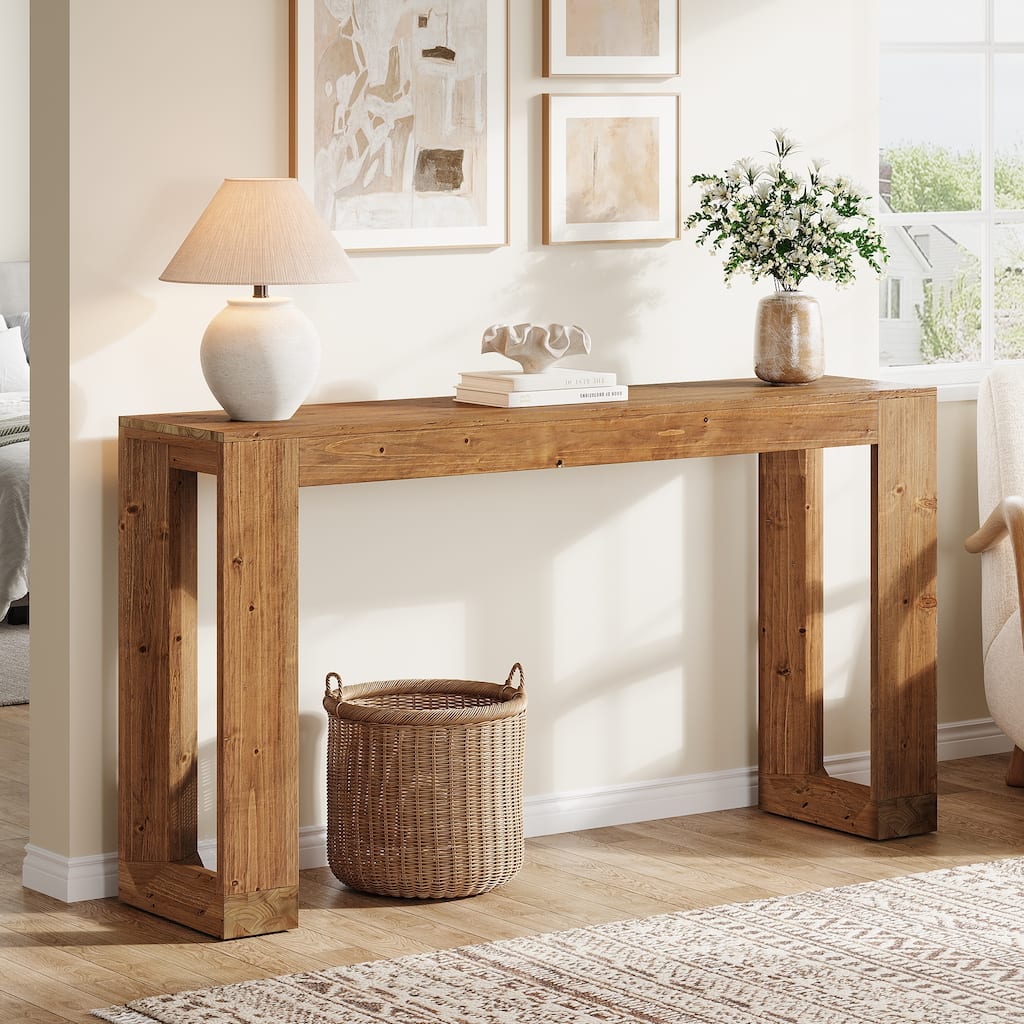 Sofa Table Behind Couch with Reinforced Base for Entryway