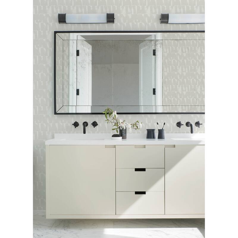 A-Street Prints Bancroft Dove Artistic Stripe Wallpaper