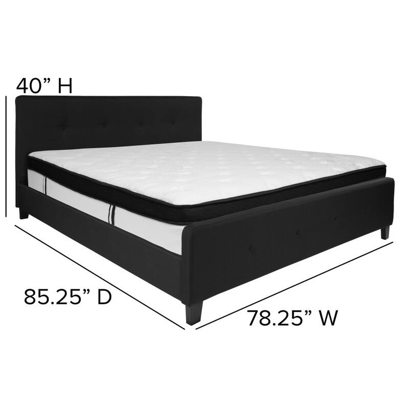 Button Tufted Platform Bed with Memory Foam Pocket Spring Mattress