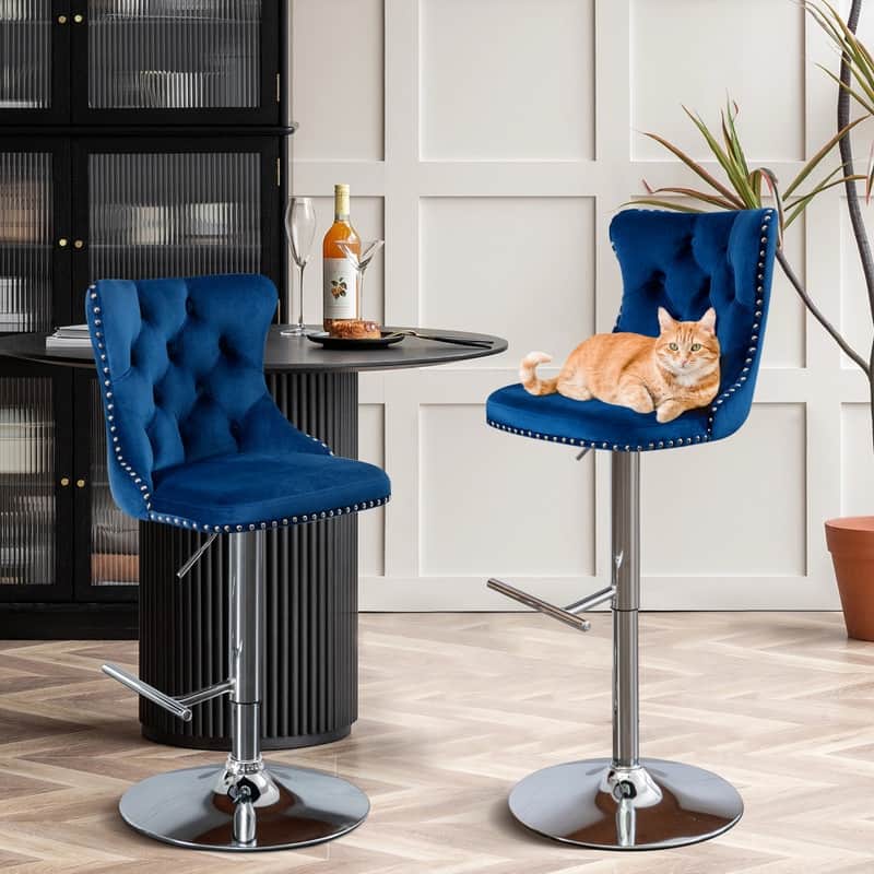 Swivel Foam Barstools Adjusatble Seat Set of 2