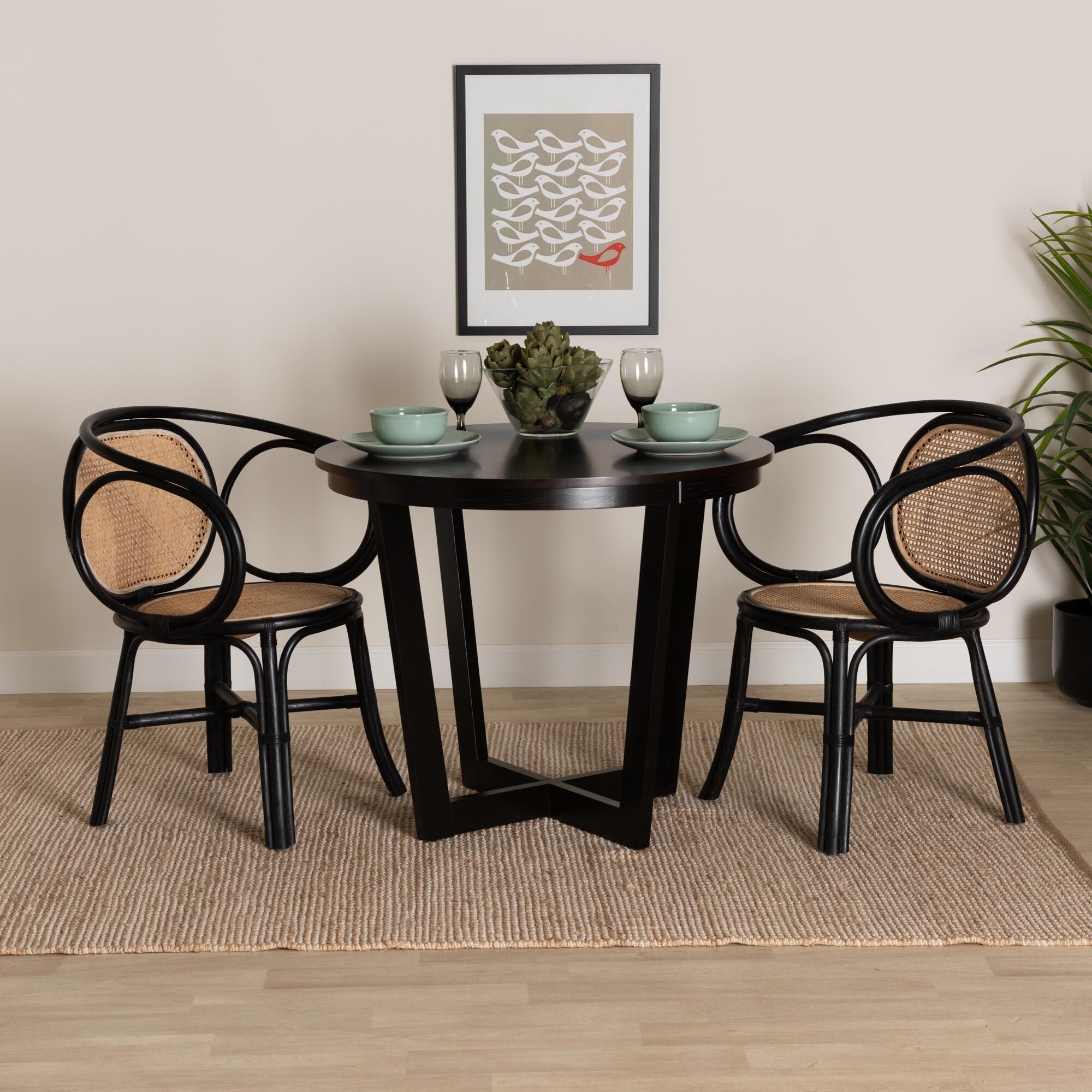 Black rattan round hotsell table and chairs