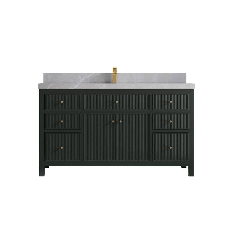 Willow Collections 60 in W x 22 in D Sonoma Free Standing Reeded Single Sink Bathroom Vanity with Countertop