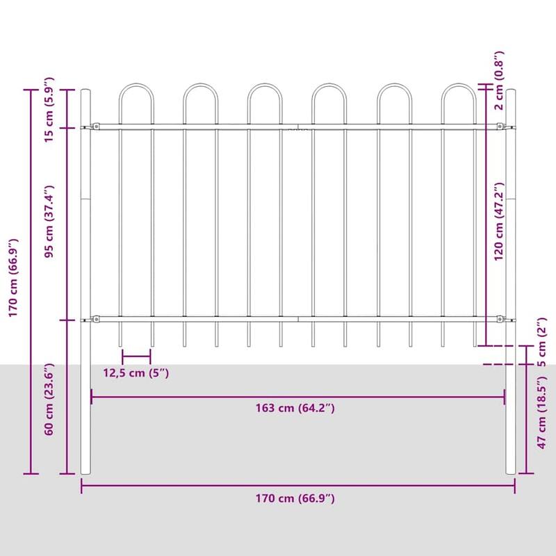 vidaXL Garden Fence Powder-coated steel Gray