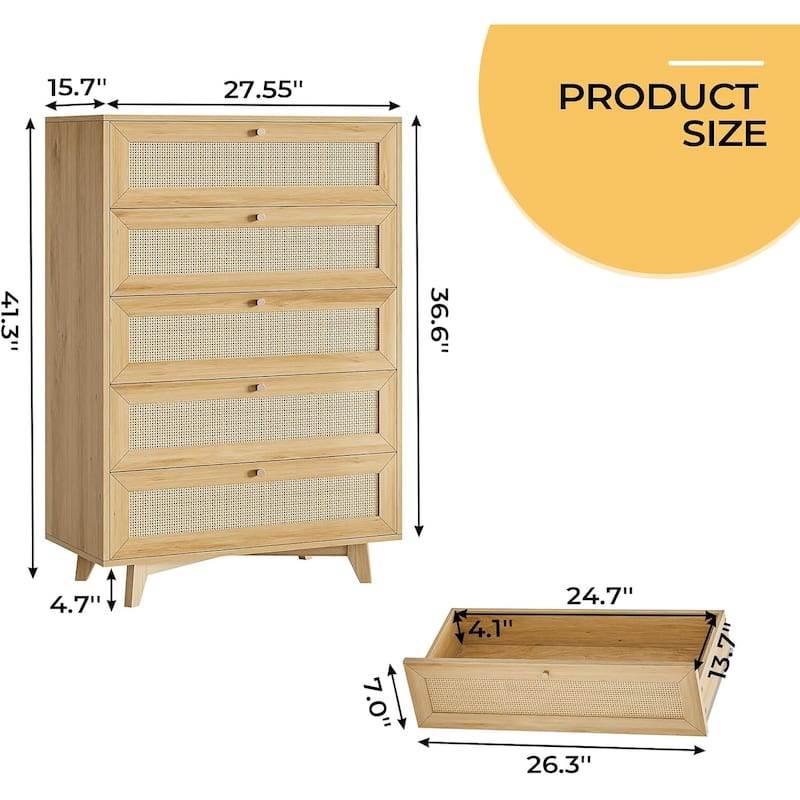 Rattan Dresser for Bedroom with Drawer Dressers & Chests of Drawers