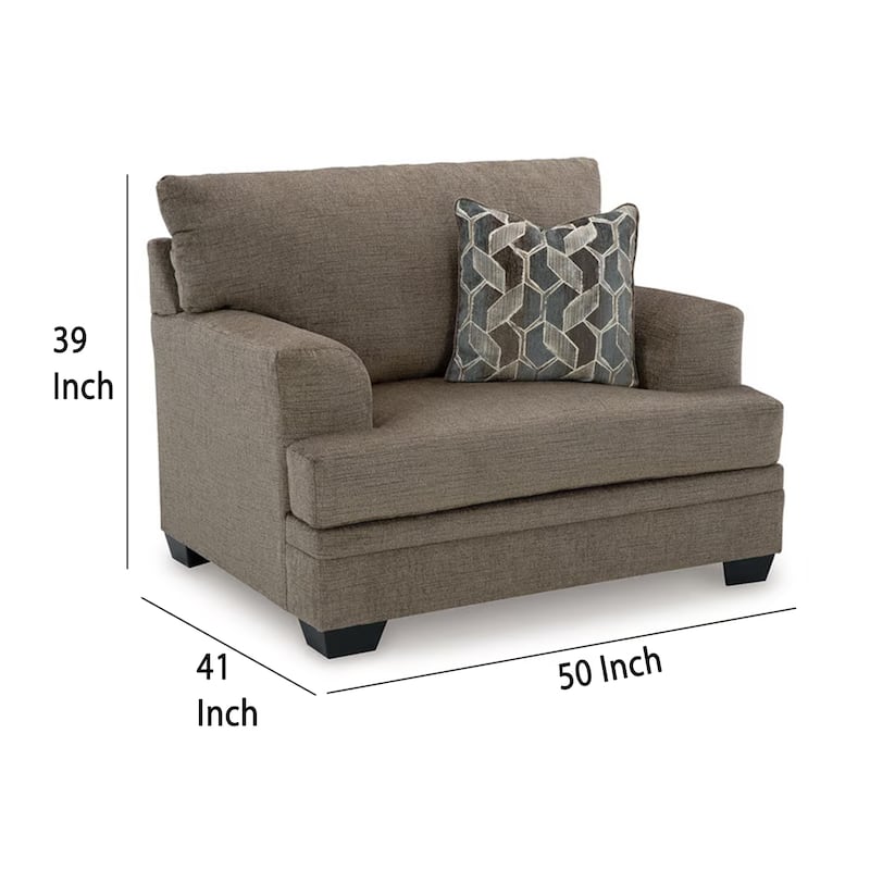 Ead Oversized Accent Chair, 1 Throw Pillow, Nutmeg Brown Polyester