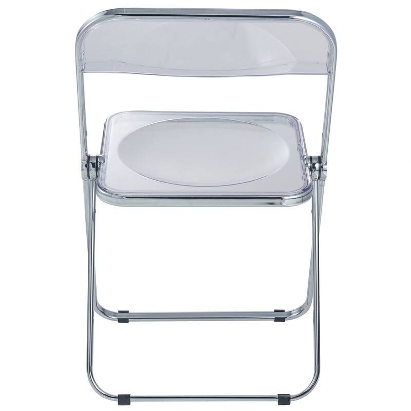 Lawrence Modern Clear Acrylic Transparent Folding Chair with Chrome Steel Frame for Condos and Apartments Set of 4 - 30"