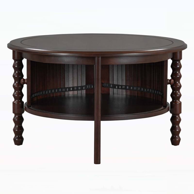 Vintage Coffee Table with Sliding Door Storage,for Small Living Spaces