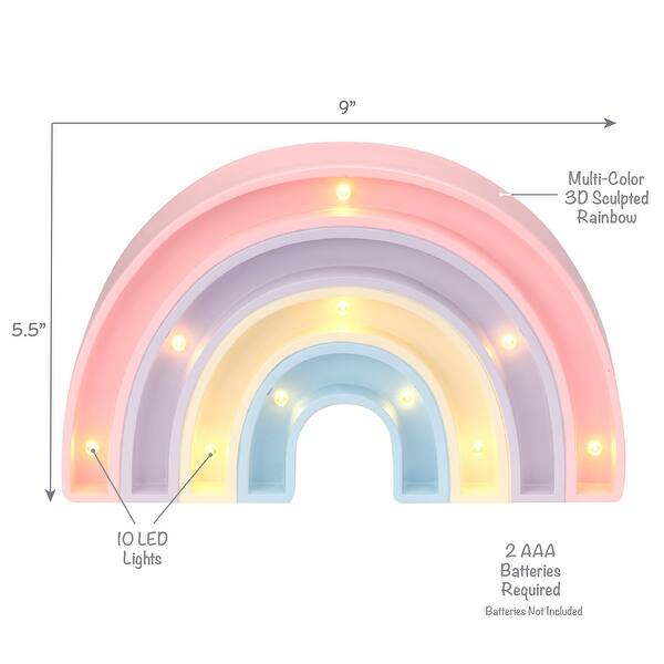 Bedtime Originals Rainbow Hearts Table Top Night Light Soft-Glow LED Lamp