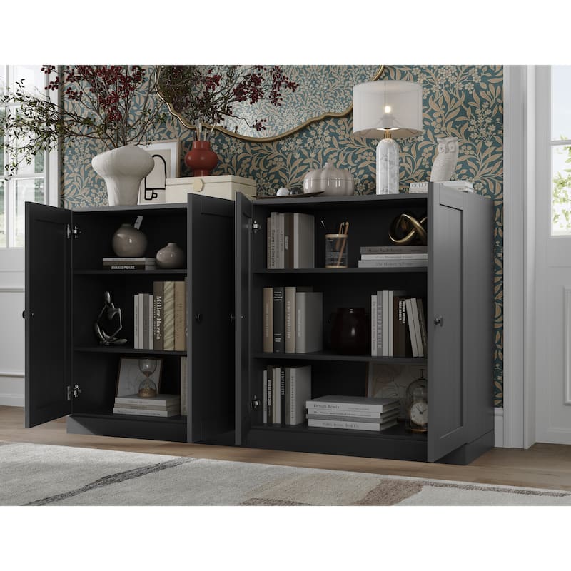 Palace Imports 100% Solid Wood 64" Sideboard with Raised Panel Doors & Adjustable Shelves