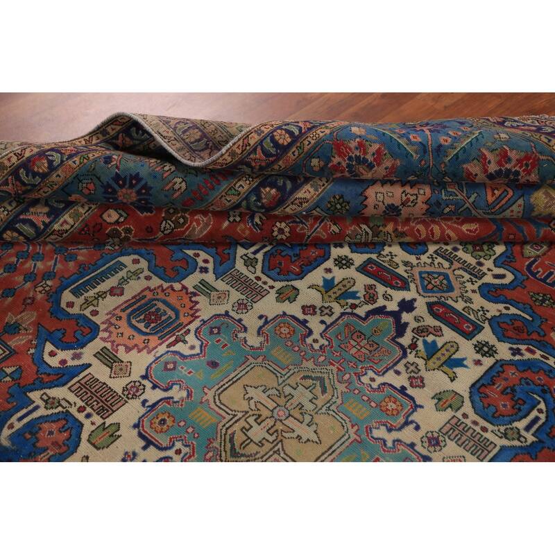 Orange Tabriz Persian Area Rug Handmade Wool Carpet - 9'3"x 12'10"