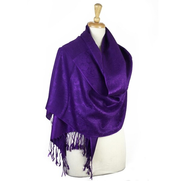 Paisley Jacquard Pashmina Shawl Wrap Scarf Stole - 28" width x 78" length with Fringes