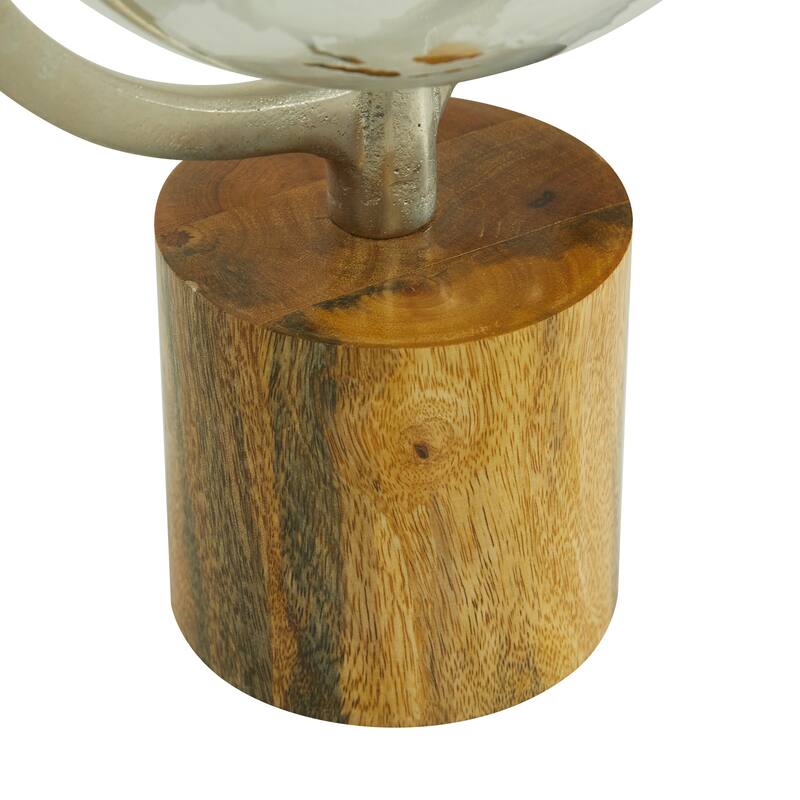 Gold or Silver Wood Globe with Brown Base