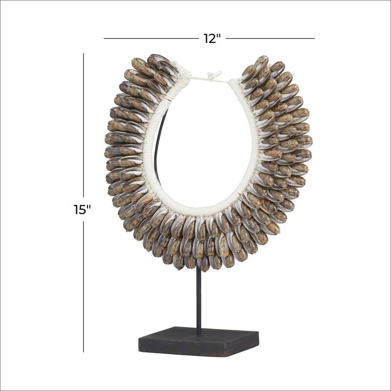Brown Shell Handmade Necklace Decorative Sculpture with Stand
